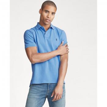 Ralph Lauren Men's Custom Slim Fit Pique Polo Shirt - Light Blue - Regular Fit