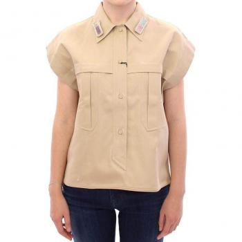 Beige Sleeveless Blouse Top - Andrea Incontri Sleeveless Blouse Top - IT40|S