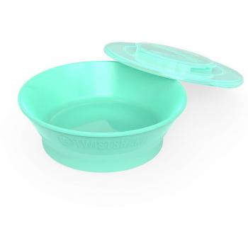 Twistshake Cuenco con Tapa Alimentación para Bebés de PP y Silicona, Bol sellado, Tazón para Bebé Plato, Vajilla, Sin BPA, 6+ Meses, Verde pastel