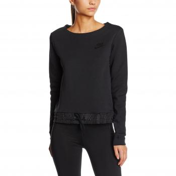 Nike W NSW Av15 CRW FLC - Camiseta de manga larga para mujer, color negro, talla XL