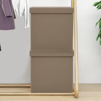 Taburetes de almacenaje plegables 2 uds capuchino PVC Marrón