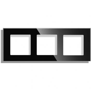 Frontal Socket Cristal Negro KOOB 3 Módulos - LEDBOX, Sistemas de Control, Mecanismos KOOB