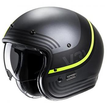 Casco Jet HJC V31 Byron Estilo Retro Ligero y Resistente Gris Amarillo (S)
