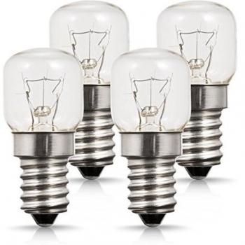 Pack de 4 25W E14 Bombilla Horno, Bombillas De Rosca SES E14 Incandescente, Para Microondas Y Horno, Lámpara De Sal, Resiste Altas Temperaturas De 300°C