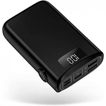 POSUGEAR Powerbank 10000mAh, Batería Externa Movil con 3 Entradas de USB C/Micro/L ightning, 2 Salidas y Pantalla LED, Compatible con iPhone, Samsung, Huawei, iPad, etc.