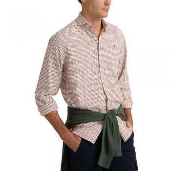 Silbon - Camisa de Hombre Sport Hunter Warm Cuadros Burdeos Manga Larga Talla S