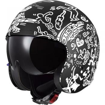 Casco Jet LS2 OF599 Spitfire II Tribal Negro Mate-Blanco 2XL