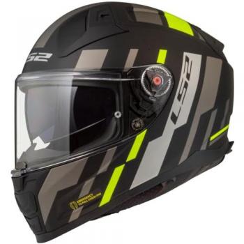 LS2 FF811 Vector II Tron Casco Integral - Negro Mate con Detalles en Amarillo, Talla 3XL