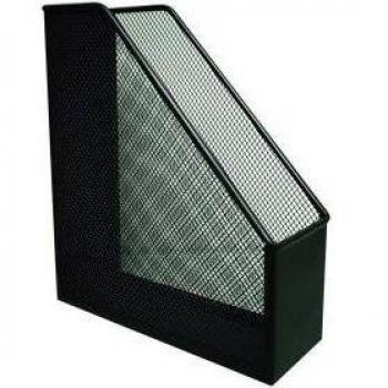 Revistero metálico Q-Connect KF00862, rejilla de malla, color negro, dimensiones 87x295x250 mm