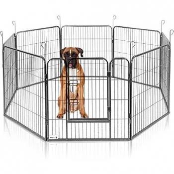 MaxxPet Valla para Perros de Acero – Valla para Perros con 8 Paneles de Perrera. 80 x 80 cm – 210 cm.