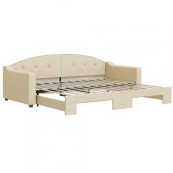 Sofá Cama Nido Crema 90x200 cm con Cama Extraíble en Tela