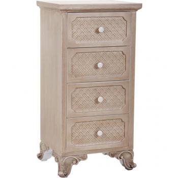Sifonier de Madera Lac Roble Envejecido 4 Cajones MDF Amarillo Antiguo 40x37x78 cm