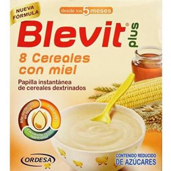 Blevit Plus 8 Cereales Miel - Papilla para Bebé con Harina de Avena y Harina de Trigo - Sin Azúcares Añadidos - Ayuda a regular el tránsito intestinal - Desde los 5 meses - 600g