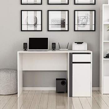 Homemania - Escritorio, aglomerado de melamina, Blanco, Antracita
