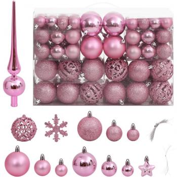 vidaXL Juego de bolas de Navidad 111 pzas poliestireno color azul, blanco, blanco y gris