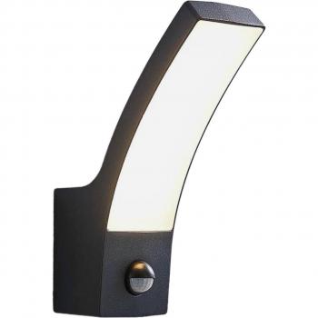 Aplique LED exterior Lindby Ilvita antracita con sensor, lámpara de pared moderna en negro, fabricada en aluminio, 1 llama