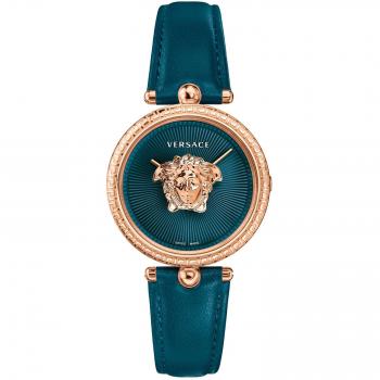 Versace Palazzo Green Leather Watch, Multicolor female, Size: ONE SIZE