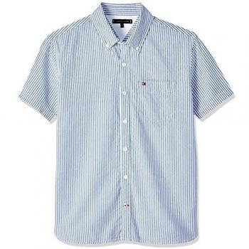 Tommy Hilfiger Seersucker Shirt S/s Blusa, Azul