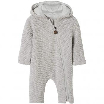VERTBAUDET Mono para bebé de punto tricot con forro y capucha Gris claro liso 3M-60CM