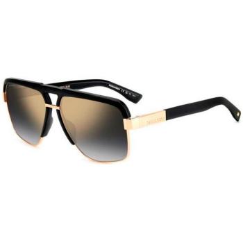 Dsquared2 D2 0084/S Men's Sunglasses, Black Gold Metal Frame, 61MM with Grey Shaded Mirror