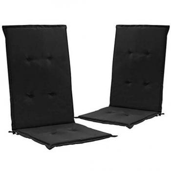 Highback Garden Chair Cushions Set of 2 Black 120x50x3 cm Fabric
