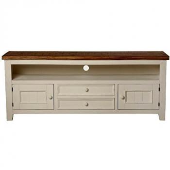 SuskaRegalos-Mueble TV Madera C/2 Puertas Y 2 Cajones Blanco Decape_134,5x35x55cm