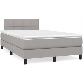 Colchón cama box spring de muelles y tela LED gris claro 120x190 cm
