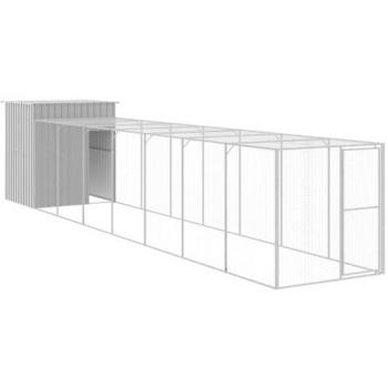 vidaXL Chicken Cage with Run Light Grey 165x863x181 cm Galvanised Steel