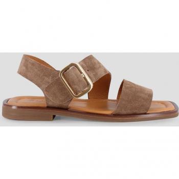 Sandalias planas de mujer de piel marrones con tira horizontal Blogger ZITA 81448