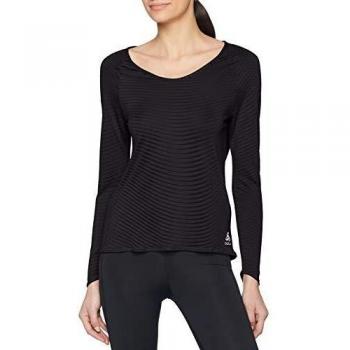 Odlo Camiseta para Mujer Bl Top Crew Neck L/S Alma Natural, Mujer, 350521, Black – ZHD AOP SS19, Medium