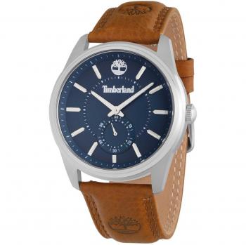 Reloj Hombre Timberland TDWGA0029702 - Reloj analógico, correa de acero inoxidable, resistencia al agua hasta 50 metros, esfera negra con detalles en plata, cristal mineral, movimiento de cuarzo