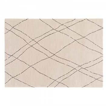 Alfombra rectangular bereber de pelo corto color crema 120 x 170 cm
