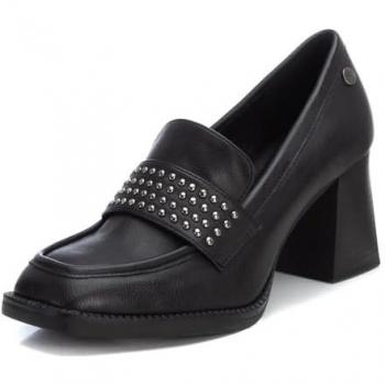 Mocasines de Mujer Xti de Material Vegano con Tacón Ancho Color Negro Talla 37