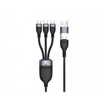 Cable USB 3-en-1 USB-C E-Mark 100W 1.50m (USB 2.0, 5A) - Negro