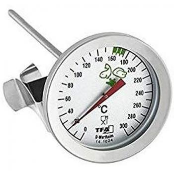 Termómetro de Cocina Analógico para Aceites y Grasas, Acero Inoxidable, Clip, Rango 0° - 300°C