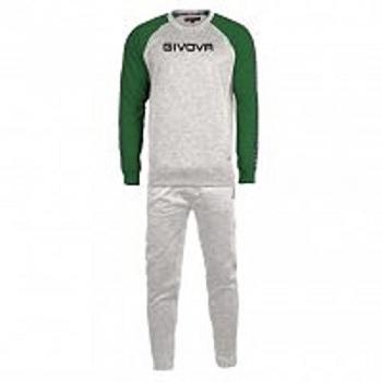 Givova Chándal Italia 103 con raya, felpa con capucha, color gris/verde, talla L para hombre