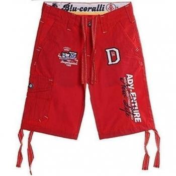 Niño Pantalón Cargo Bermudas Capri Vintage Deportivos Cortos Elastizados 20342 - Rojo, 6 Años / 116