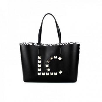 LOLA CASADEMUNT Bolso Shopper Modelo 12328002 Negro Detalle Zebra Borde Superior Laterales Lc