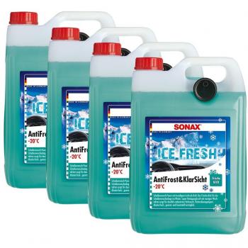 SONAX Juego de 4 unidades 01335410 anticongelante y transparente, 5 L, listo para usar, hasta -20° Ice Fresh