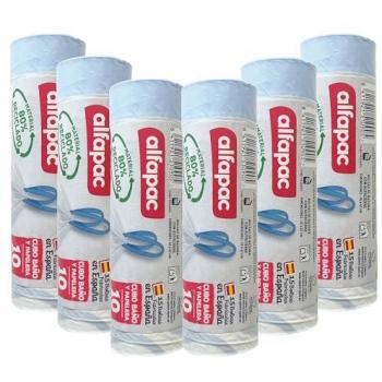 Bolsas de Basura Ultra Resistentes de 10L - 80% Recicladas, Autocierre, Triple Capa, Antigoteo (6 Rollos de 15 Bolsas)
