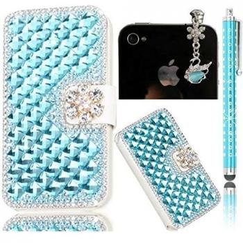 Sunroyal® Funda Cáscara Cover Caso Cover para HTC One M8 de 5 PulgadasPremium PU Case Silicona Chic Protección Anti Rasguño Con Ranura de Nuevo Ultra-Delgada Estilo de Libro Como Shell - Dust plug / Rhinestone Diamantes Bling Enchufe del Polvo de Cris