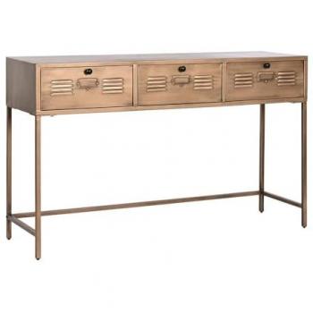 Consola Home Esprit Dorado Metal 125,5 x 37 x 77 cm con Organizadores de Cajones Multicolor para Ropa