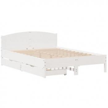 Cama sin colchón blanca 140x200 cm de madera maciza de pino