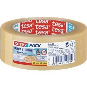 Cinta Adhesiva Transparente Tesa Ultra Strong 66 m x 50 mm - Pack de 6 Rolls