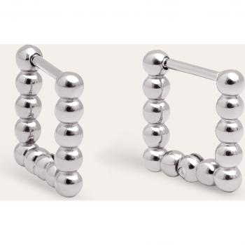 Pendientes Mila Dots de Acero - Pendientes Aro Cuadrados con Cierre Congo/Click - Acabado Brillante - Joyas Para Mujer - Varios Acabados
