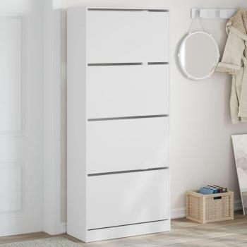 Zapatero con 4 cajones abatibles blanco 80x34x187,5 cm