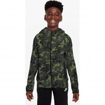 Nike Tech Fleece Sudadera con capucha y cremallera completa de camuflaje para niños - Negro - Talla M