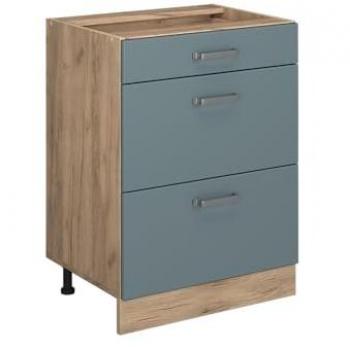 Mueble Bajo de Cocina R-Line, Gris Azulado, 60 cm con Acabado en Mármol