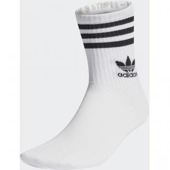 Adidas Solid Crew 3 Pack Unisex Socks - White - Size 40-42