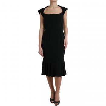 Dolce & Gabbana Black Cady Viscose Sleeveless Midi Dress - IT46|XL, Size: L, Female